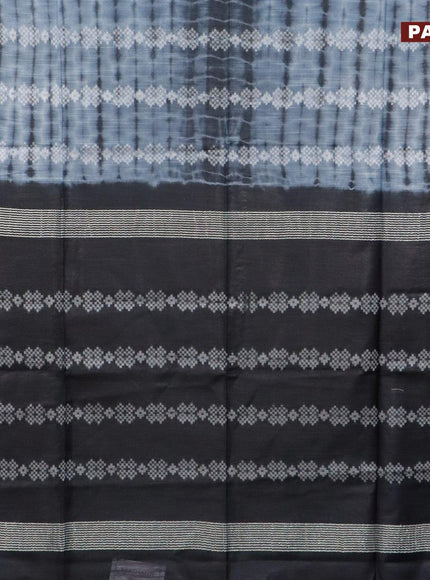 Bamboo silk saree grey and black with allover tie & dye prints & thread weaves in borderless style