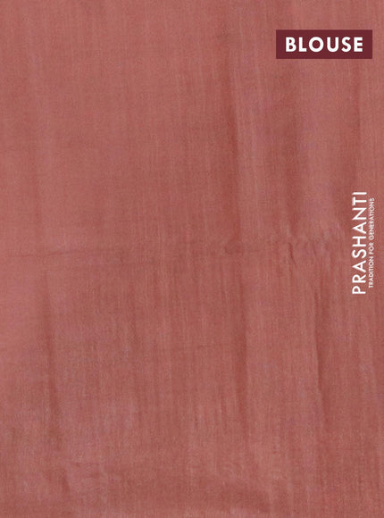 Bamboo silk saree pastel peach and brown with allover tie & dye prints & thread stripe pattern and sequin work pallu