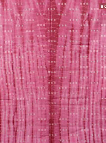 Bamboo silk saree pink and dark magenta with allover tie & dye prints & thread buttas in borderless style