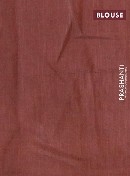 Bamboo silk saree rust shade and brown with allover tie & dye prints & thread stripe pattern and sequin work pallu