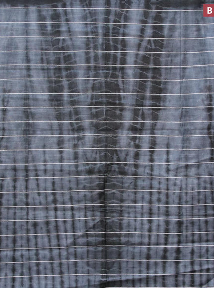 Bamboo silk saree grey and black with allover tie & dye prints & thread stripe pattern and sequin work pallu