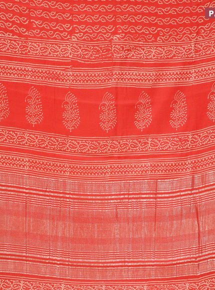 Semi gadwal saree red with allover prints and zari woven border