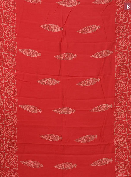 Semi gadwal saree red with butta prints and zari woven border