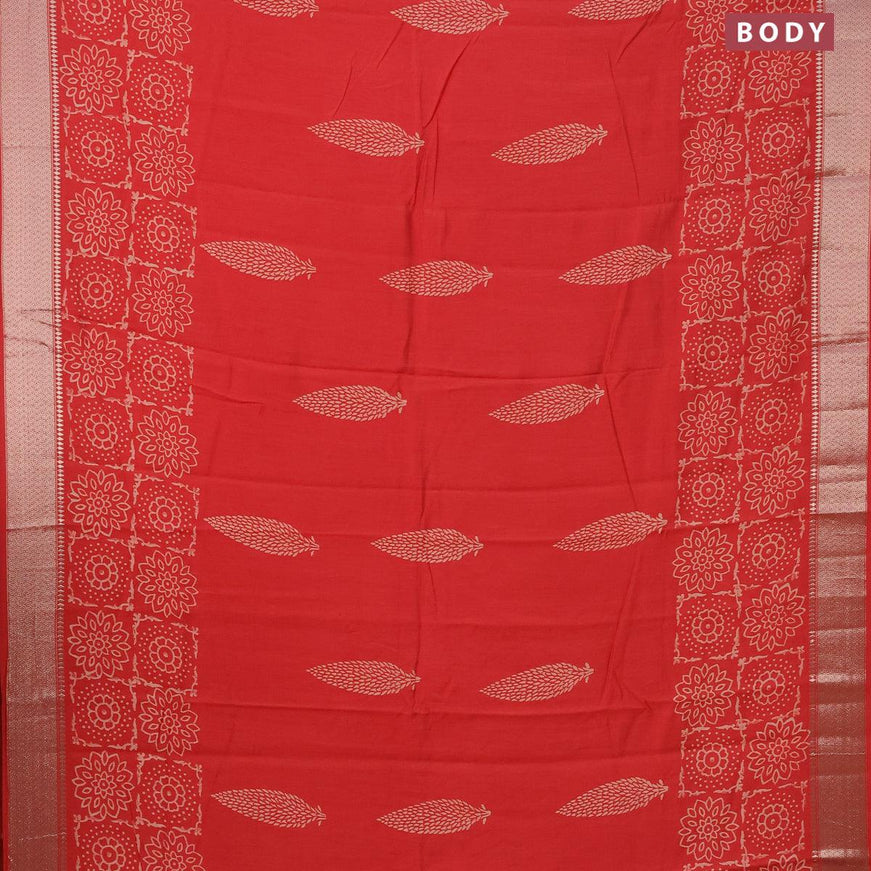 Semi gadwal saree red with butta prints and zari woven border