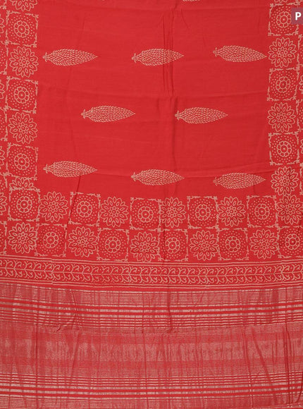 Semi gadwal saree red with butta prints and zari woven border