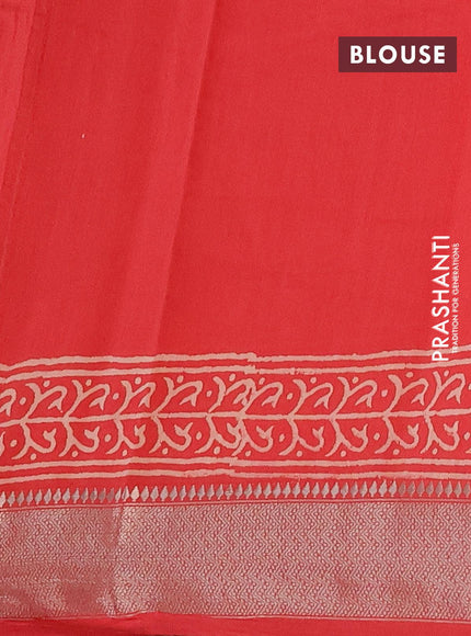 Semi gadwal saree red with butta prints and zari woven border