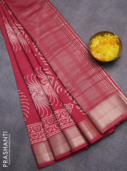 Semi gadwal saree maroon with butta prints and zari woven border