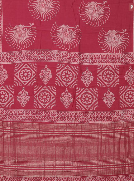 Semi gadwal saree maroon with butta prints and zari woven border