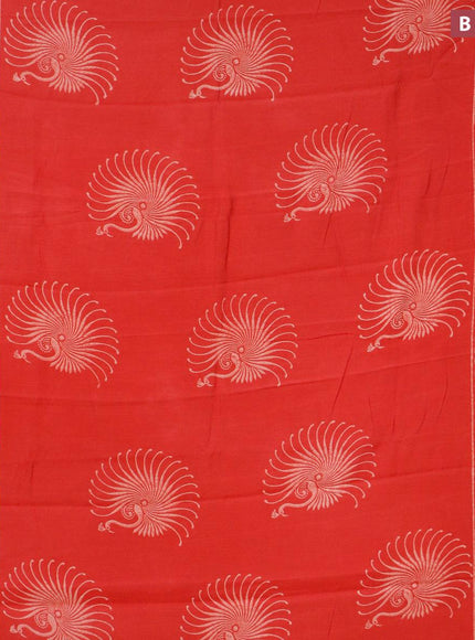 Semi gadwal saree red with butta prints and zari woven border