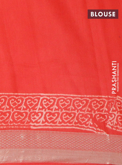 Semi gadwal saree red with butta prints and zari woven border