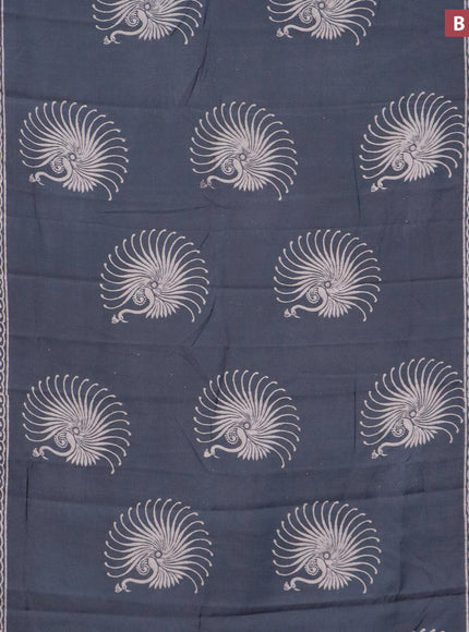 Semi gadwal saree grey with butta prints and zari woven border