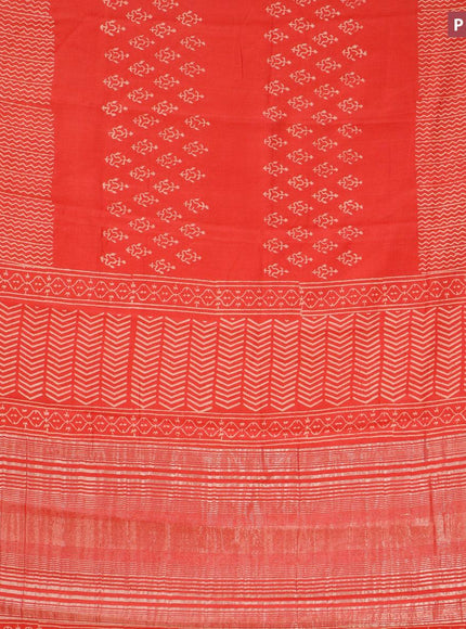 Semi gadwal saree red with allover buttas prints and zari woven border