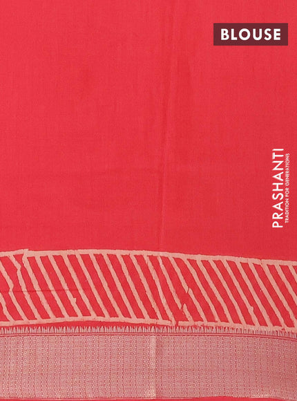 Semi gadwal saree red with butterfly butta prints and zari woven border