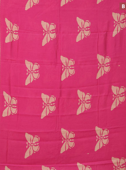 Semi gadwal saree pink with butterfly butta prints and zari woven border