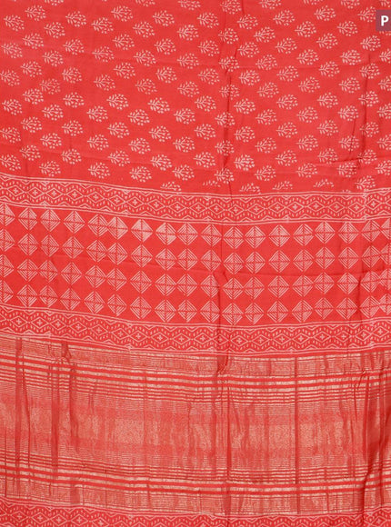 Semi gadwal saree red shade with butta prints and zari woven border