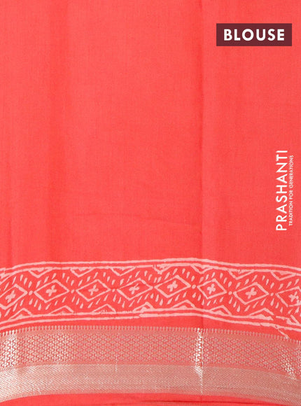 Semi gadwal saree red shade with butta prints and zari woven border