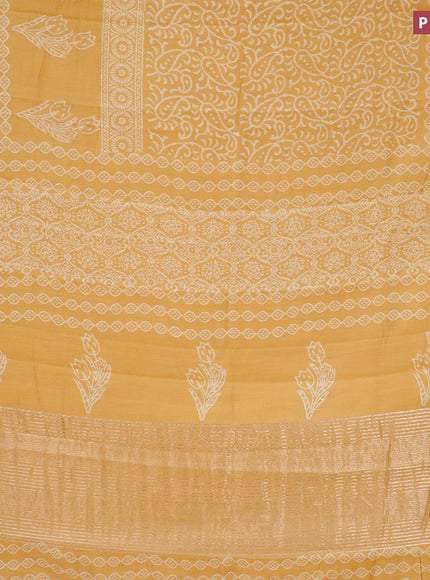 Semi gadwal saree yellow with floral prints and zari woven border