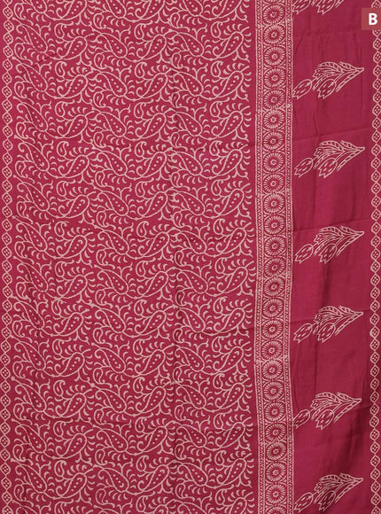 Semi gadwal saree maroon with floral prints and zari woven border