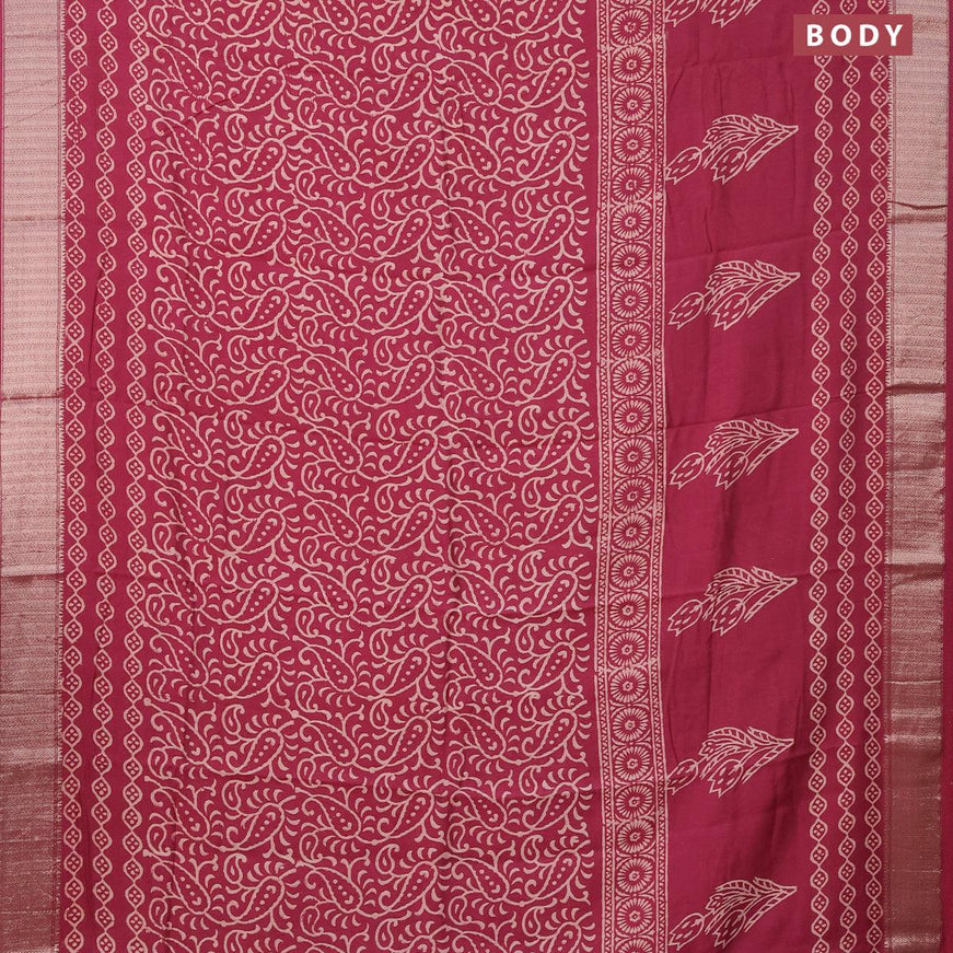 Semi gadwal saree maroon with floral prints and zari woven border