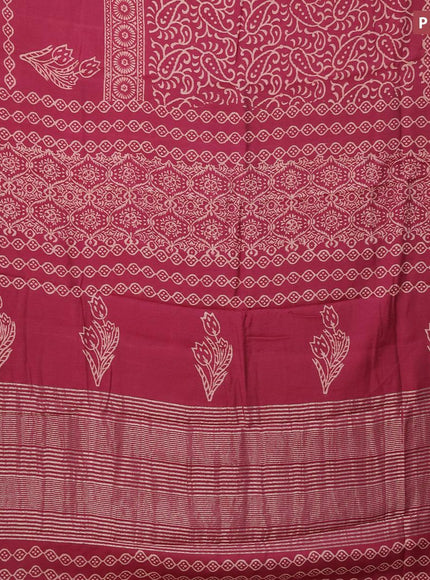 Semi gadwal saree maroon with floral prints and zari woven border