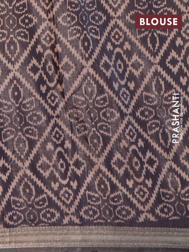 Semi gadwal saree maroon and black with allover prints and zari woven border