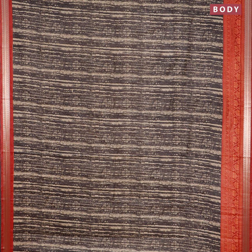 Semi gadwal saree black and maroon with allover prints and zari woven border
