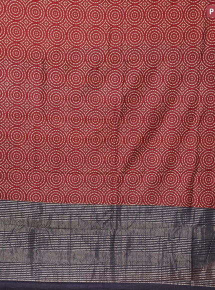 Semi gadwal saree maroon and black with allover geometric prints and zari woven border