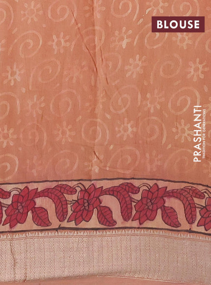 Semi gadwal saree peach orange with allover floral butta prints and zari woven border