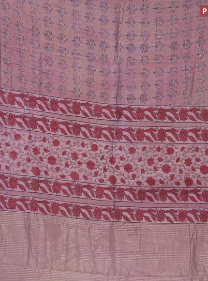 Semi gadwal saree pastel purple with allover floral butta prints and zari woven border