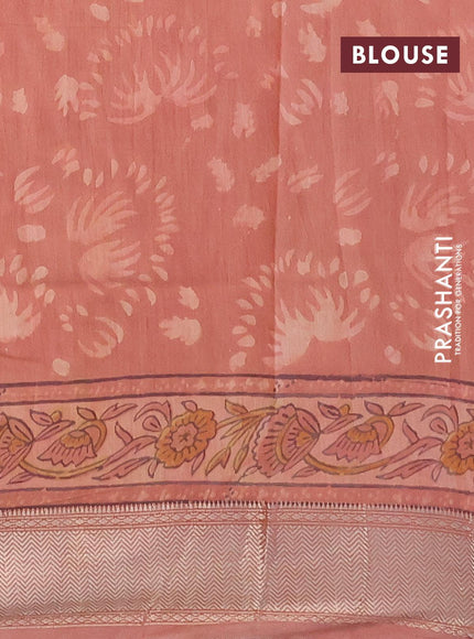 Semi gadwal saree peach shade with allover prints and zari woven border