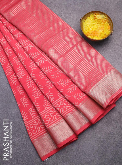 Semi gadwal saree pink shade with allover butta prints and zari woven border