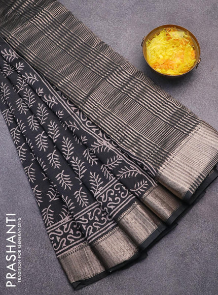 Semi gadwal saree black with allover butta prints and zari woven border