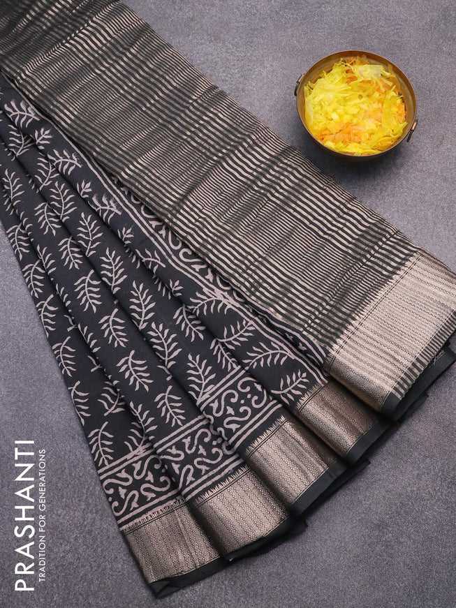 Semi gadwal saree black with allover butta prints and zari woven border