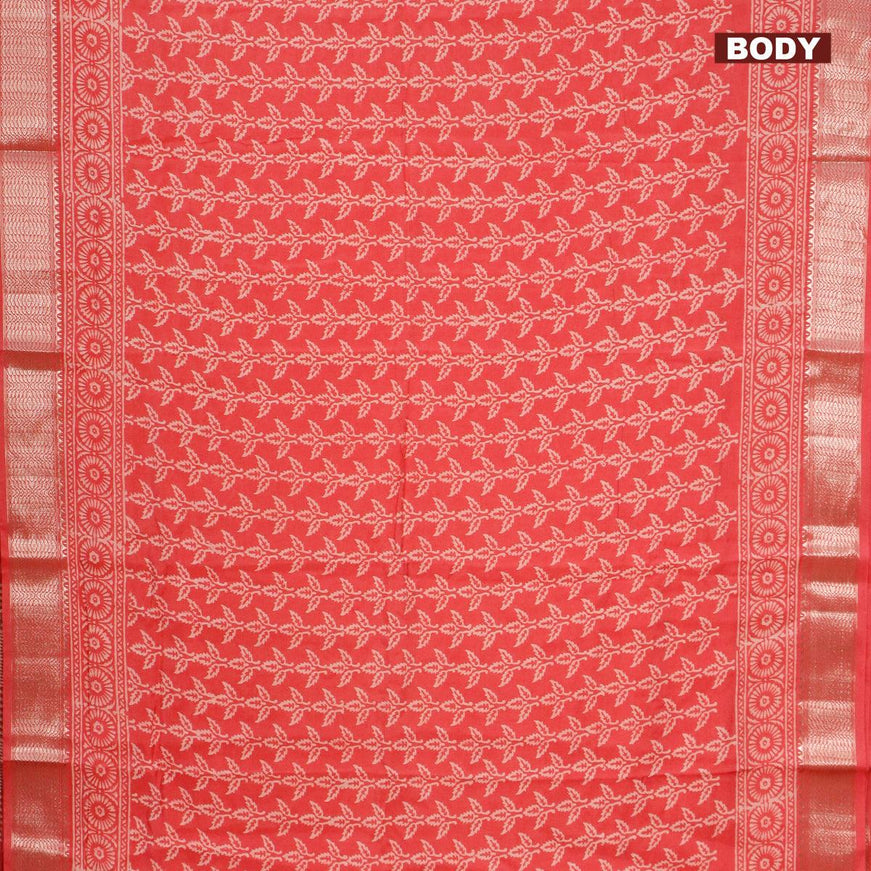 Semi gadwal saree pink shade with allover prints and zari woven border