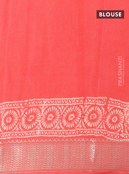 Semi gadwal saree pink shade with allover prints and zari woven border