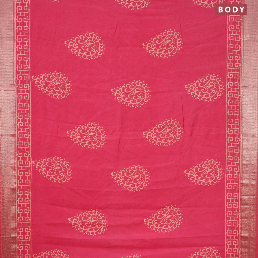 Semi gadwal saree pink with butta prints and zari woven border