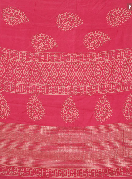 Semi gadwal saree pink with butta prints and zari woven border