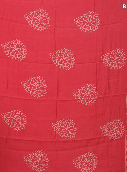 Semi gadwal saree red with butta prints and zari woven border