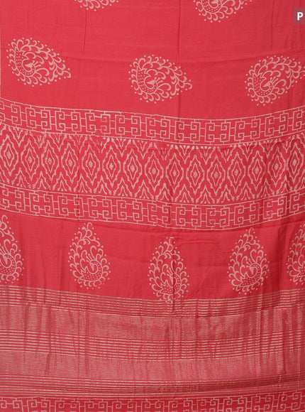 Semi gadwal saree red with butta prints and zari woven border