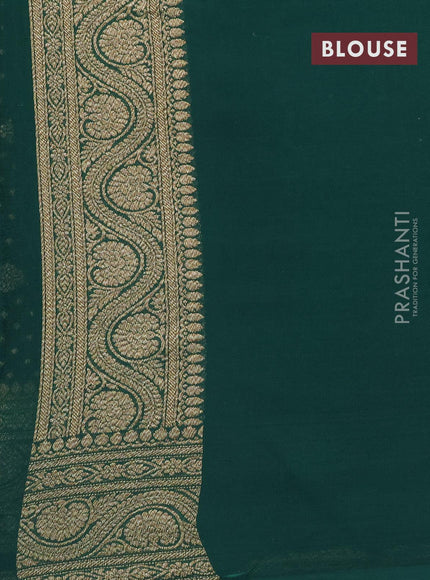 Pure banarasi georgette silk saree black and dark green with allover thread & zari woven butta weaves and woven border