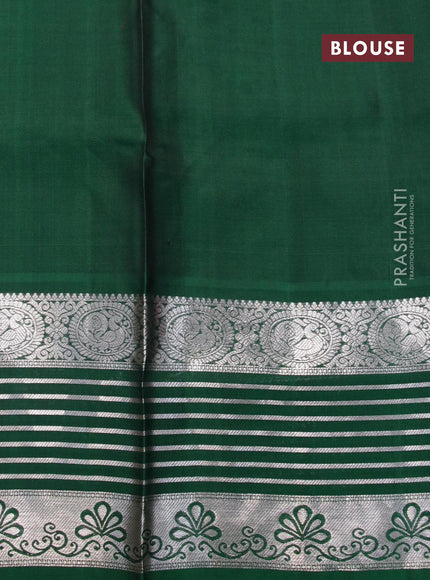 Venkatagiri silk saree maroon and green with allover silver checks & butta weaves and long rich annam silver zari woven border