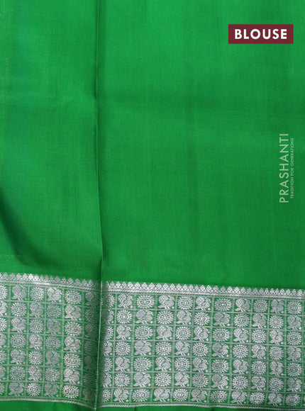 Venkatagiri silk saree cs blue and green with silver zari woven buttas and rich zari woven border