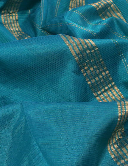 Mangalgiri silk cotton saree peacock green and dark grey with plain body and zari woven border & kalamkari hand painted blouse