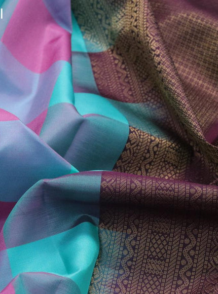 Pure kanjivaram silk saree multi colour and wine shade with allover paalum pazhamum checks and zari woven paisley butta border