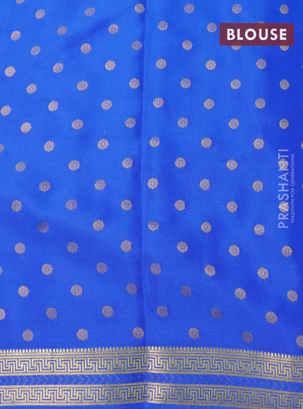 Pure mysore silk saree teal green and royal blue with allover zari checked pattern and zari woven border