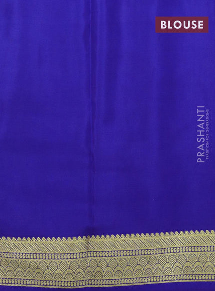 Pure mysore silk saree cs blue and blue with allover zari checked pattern and zari woven border