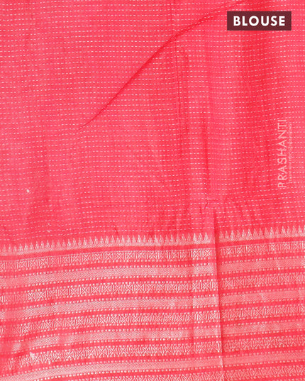 Semi tussar saree pink with allover batik prints and long zari woven border