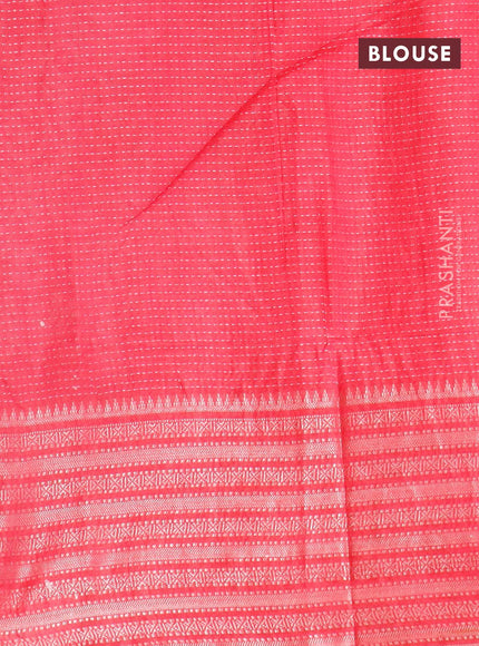 Semi tussar saree pink with allover batik prints and long zari woven border