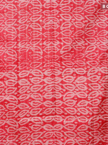 Semi tussar saree pink with allover batik prints and zari woven border