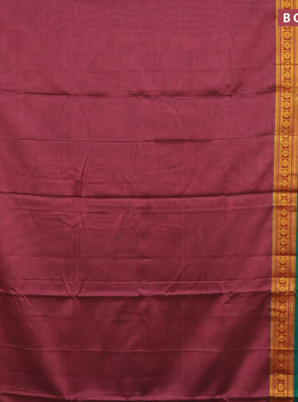 Narayanpet cotton saree maroon shade and green with plain body and rettapet zari woven border